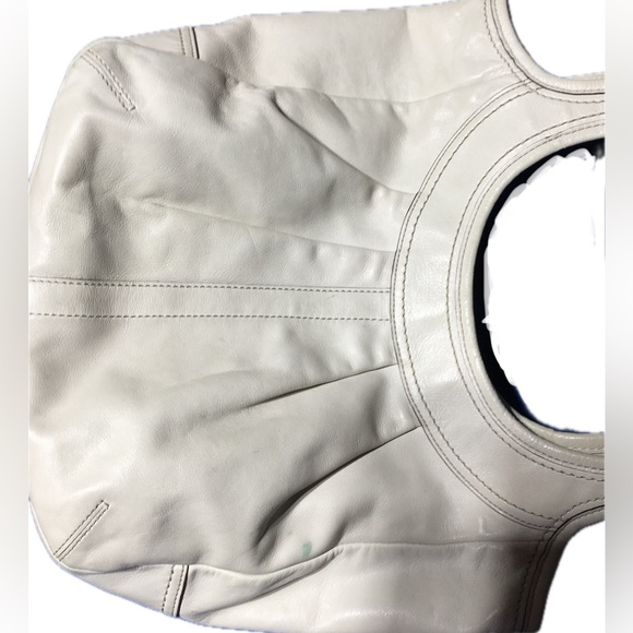 Coach Ergo Pleated Leather Tattersall Lining Hobo Shoulder Handbag Ivory White - Picture 3 of 12